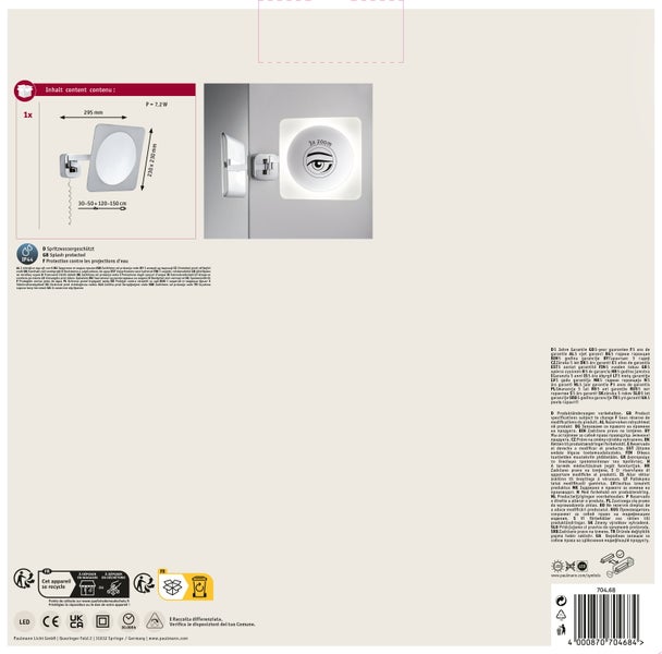 LED Kosmetikspiegel Bela Mit Leuchtmittel IP44 3000K 260lm 230V 5,7W Chrom, Weiß, Spiegel