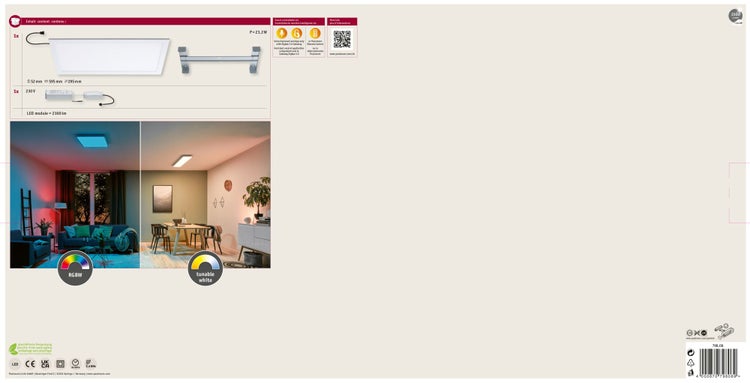 LED Deckenleuchte mit 18 Watt, 2200 Lumen und 3 Stufen Dimmfunktion, IP44 Schutzart, Montageanleitung mit technischen Details.