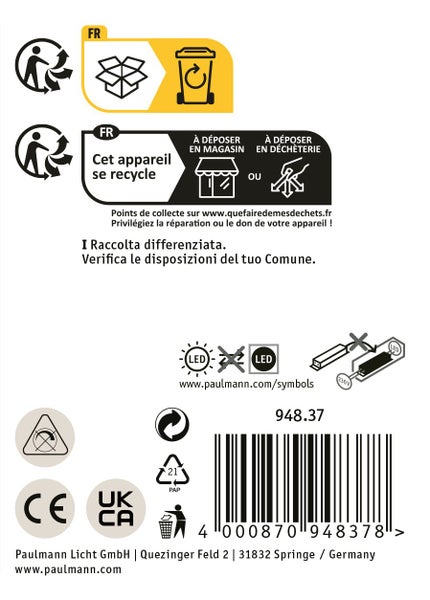 Set mit zwei LED Leisten inklusive Netzteil, Befestigungsmaterial und Maßskizze mit fünf Jahren Garantie.