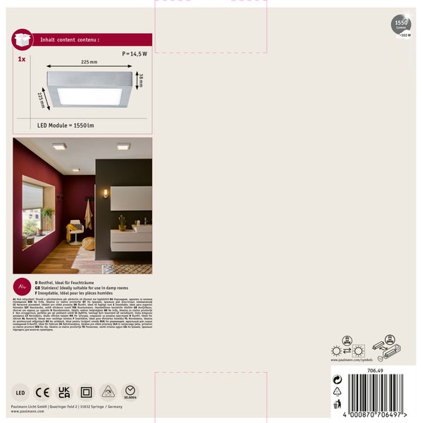 Technische Zeichnung einer LED Deckenleuchte mit 300 mm Durchmesser und 62 mm Höhe