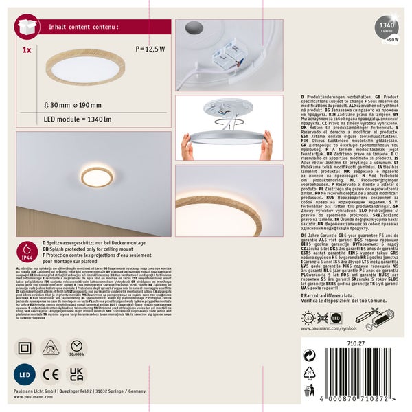 Einbaustrahler Set mit Produktdetails und fünf Jahre Garantie