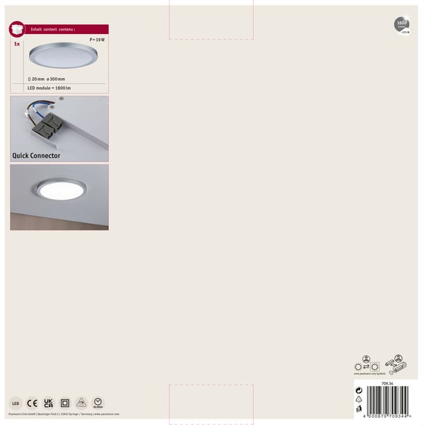 LED Panel Atria rund 300 mm 16W 1450lm 4000K Chrom matt