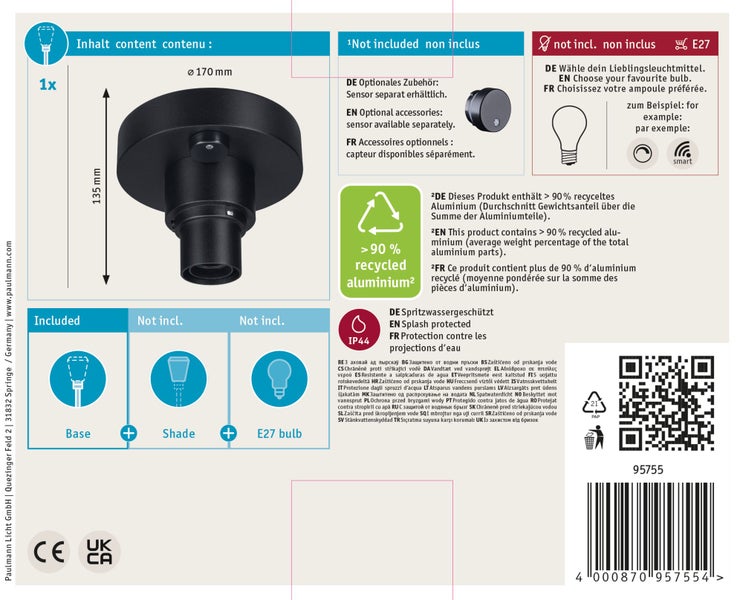 ModuShine Deckenhalter Einfacher Lichtaustritt IP44 Anthrazit
