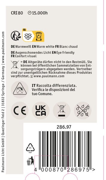 Paulmann Drahtsystem Trafo mit Verpackung, 60 Watt, 230 Volt auf 12 Volt Gleichstrom, zur Spannungsversorgung von Seilsystemen.