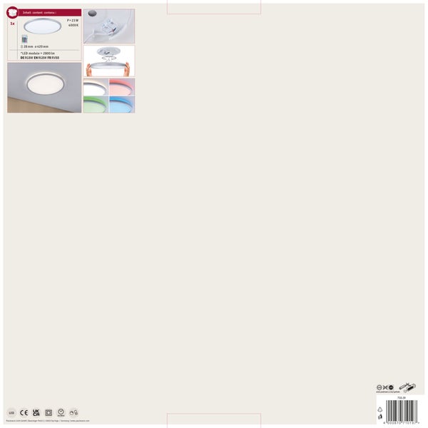 Informationen zur Entsorgung und Produktkennzeichnung des Paulmann Licht Produkts mit Barcode und Recyclinghinweisen