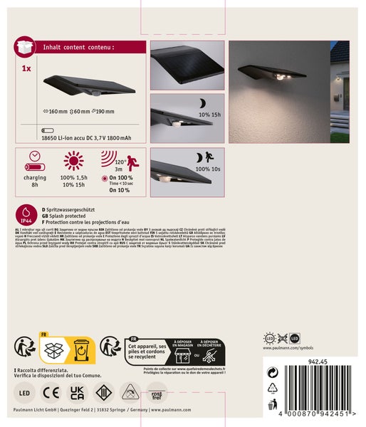 LED Einbauleuchte mit den Massangaben und der 5 Jahre Garantie