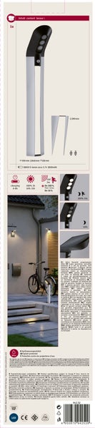 LED Wegeleuchte mit Bewegungsmelder und Erdspieß, inklusive 18650 Lithium Ionen Akku, Spritzwassergeschützt IP44, zur Außenbeleuchtung im Garten.
