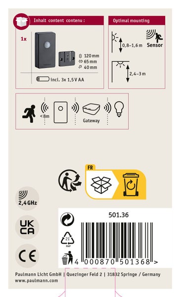 Sensor Smart Home Zigbee 3.0 B Ware Outdoor IP44 Schwarz
