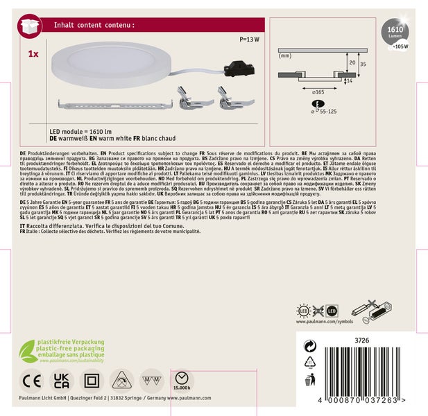 Spiegelbeleuchtung mit rechteckiger Form und integrierter LED