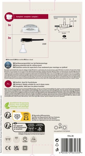 Quadratische Einbaulampe mit schwenkbarem Leuchtmittel