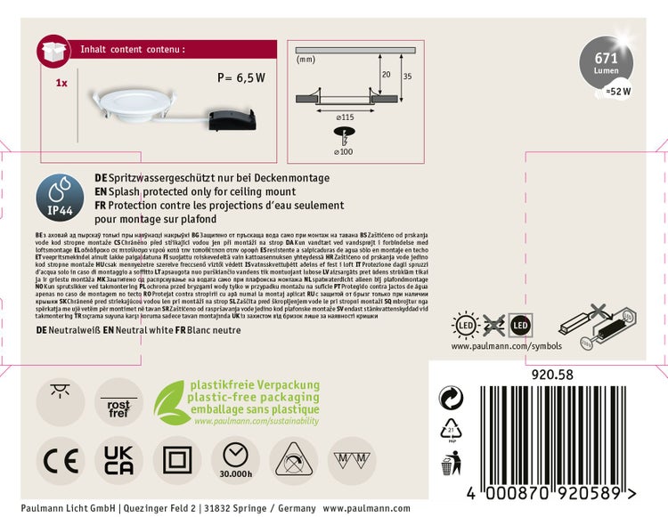 Drei Einbaurahmen für Lampen
