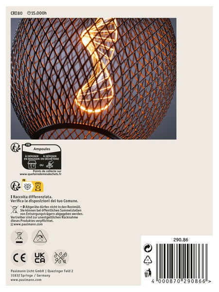 LED Leuchtmittel E27 in ovaler Gitteroptik für dekorative Beleuchtung
