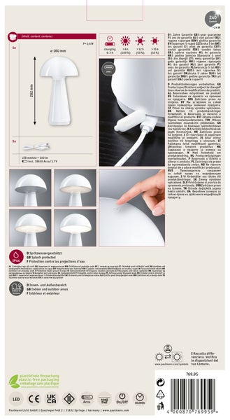 Akkuleuchte 3-Step-Dim Onzo IP44 dimmbar 2700K Weiß