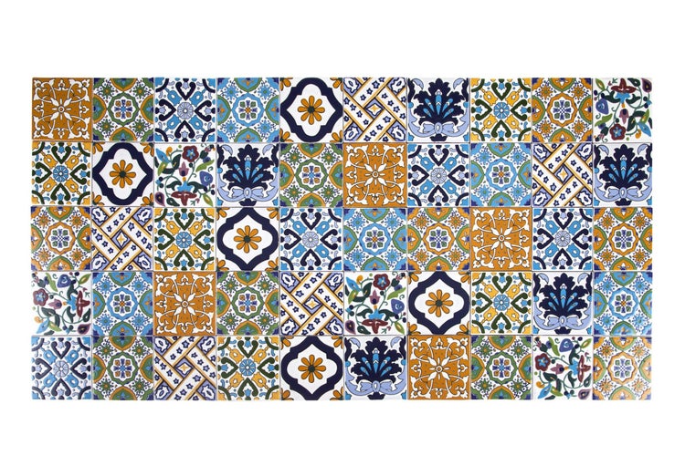 Fliesenmuster mit floralen und geometrischen Motiven