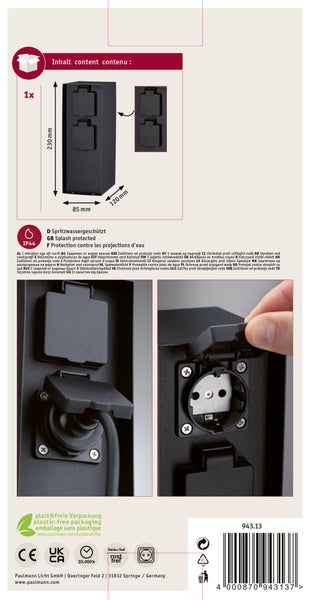 Steckdosensäule Rio Vierfach IP44 Anthrazit