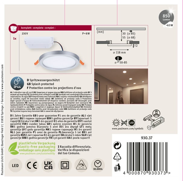Quadratische LED Deckenleuchte mit flachem Design und Rahmen für Innenräume