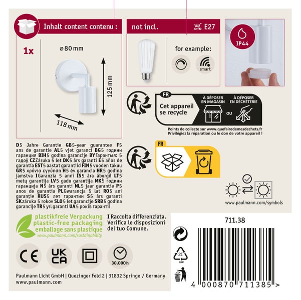 Paulmann Sormus LED Einbaustrahler Set mit drei Leuchten, 230 Volt, Schutzart IP65, 3000 Kelvin warmweiß, inklusive Memory Funktion.