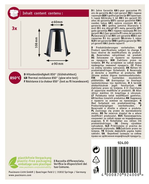 Abstandshalter für Einbauleuchte aus hochfeuerfestem Kunststoff