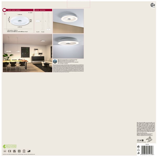 Moderne runde LED-Pendelleuchte in Weiß mit gestufter Form und strukturiertem Diffusor.