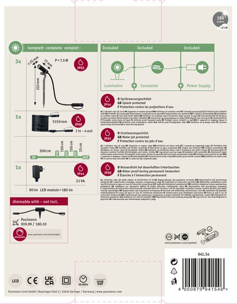 Set Plug & Shine LED Gartenstrahler Plantini 6er-Set IP65 rund 21 mm 3000K 6x1,4W 6x90lm 230/24V 45° Anthrazit Aluminium