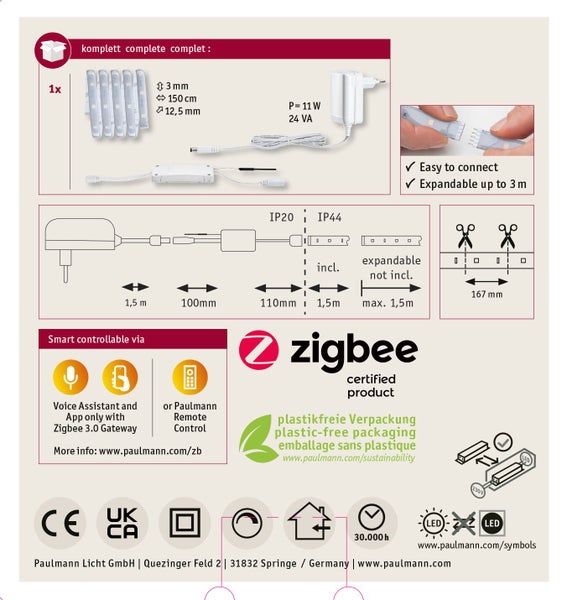 LED-Streifen mit Netzteil und Steuerung von Zigbee