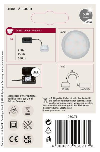 Maßzeichnung einer Wandleuchte mit 400 Millimeter Länge, 70 Millimeter Höhe und 100 Millimeter Tiefe inklusive 5 Jahre Garantie.