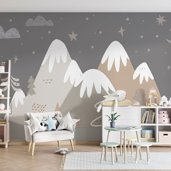 Kindertapete Berge Nacht 500 x 280 cm