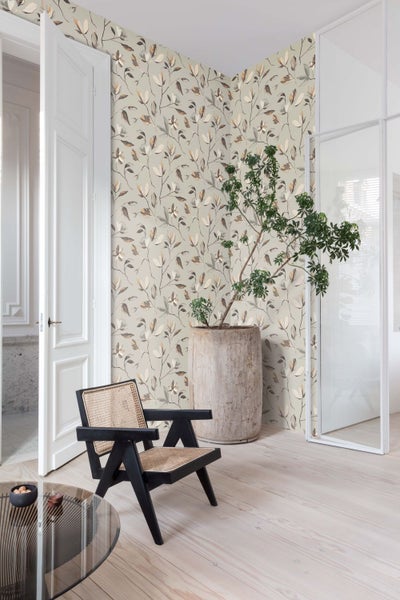 Masureel Tapete Blumen Grau - 53 cm x 10.05 m - 632083