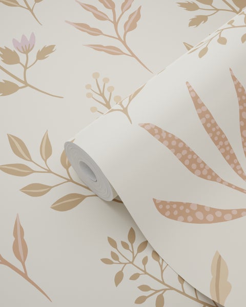 ESTAhome Tapete Blumenmuster im skandinavischen Stil Beige - 53 cm x 10.05 m - 139738