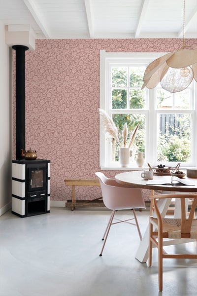 ESTAhome Tapete Blumenmuster mauve-violett - 50 x 900 cm - 131516