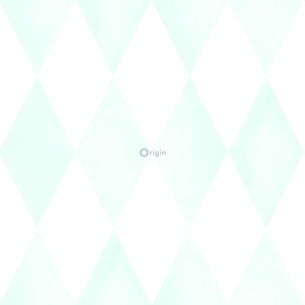 Origin Wallcoverings Tapete Karomuster Weiß und Pastell Mintgrün - 53 cm x 10.05 m - 337218