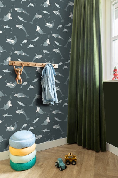 ESTAhome Tapete Walen Dunkelblau - 50 x 900 cm - 131566