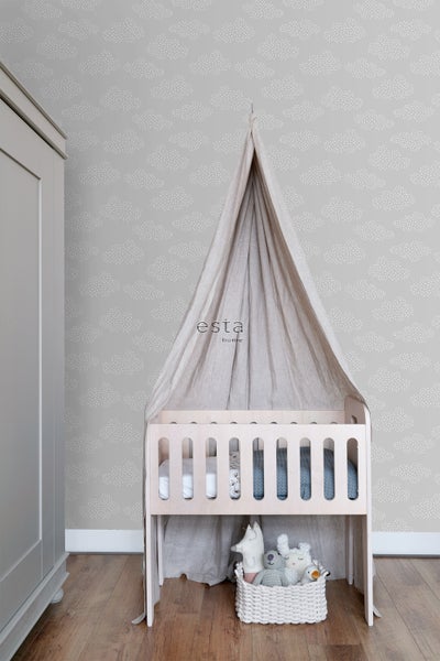 ESTAhome Tapete kleine Wolken Grau - 50 x 900 cm - 139517