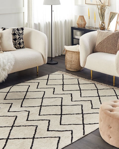 Teppich ELDES Beige 160 x 230 cm Baumwolle