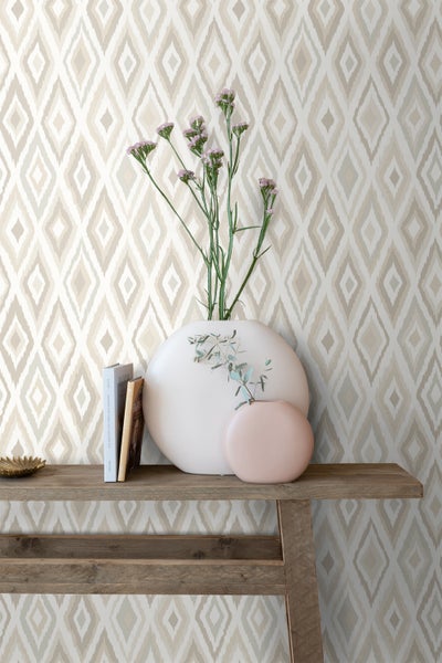ESTAhome Tapete Ikat-Motiv Beige - 53 cm x 10.05 m - 148628