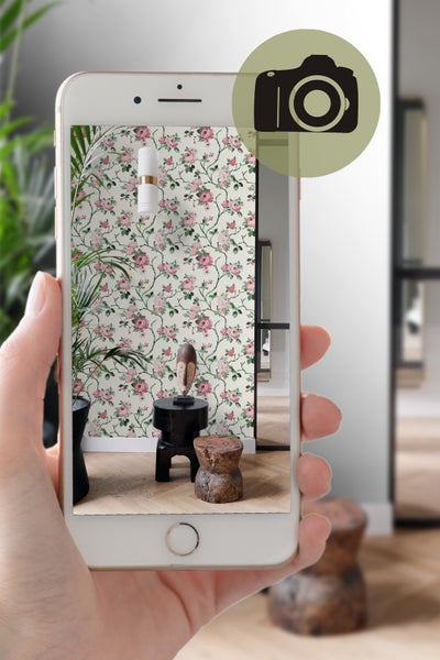 Origin Wallcoverings Tapete Blumen Crême-Weiß, Rosa und Grün - 53 cm x 10.05 m - 347434