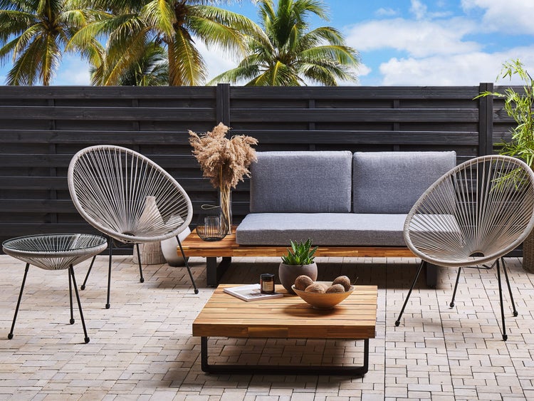 Bistro Set ACAPULCO II Polyrattan Hellgrau
