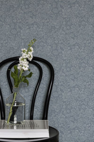 Duro Tapete Blumen Graublau - 53 cm x 10.05 m - 661146