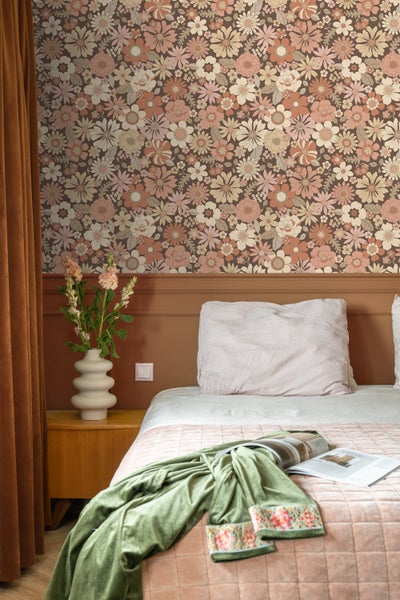 ESTAhome Tapete Retro Blumen Altrosa und Beige - 53 cm x 10.05 m - 130966