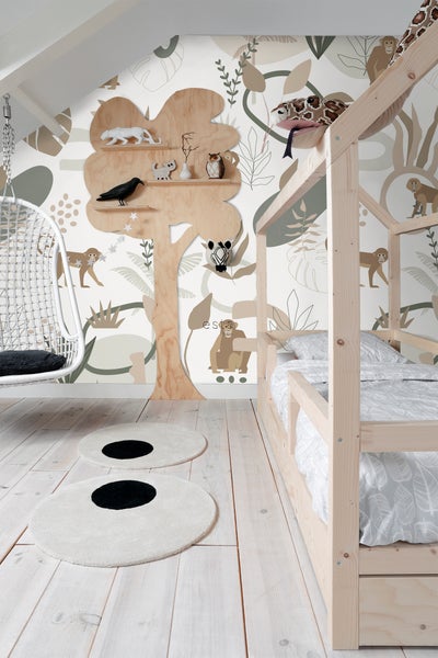 ESTAhome Fototapete Affen Beige und Grün - 200 x 279 cm - 159244