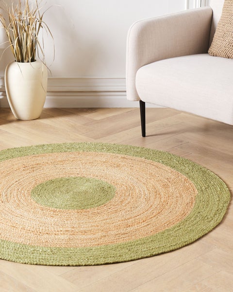 Teppich YAYALAR Hellgrün ø 140 cm Jute
