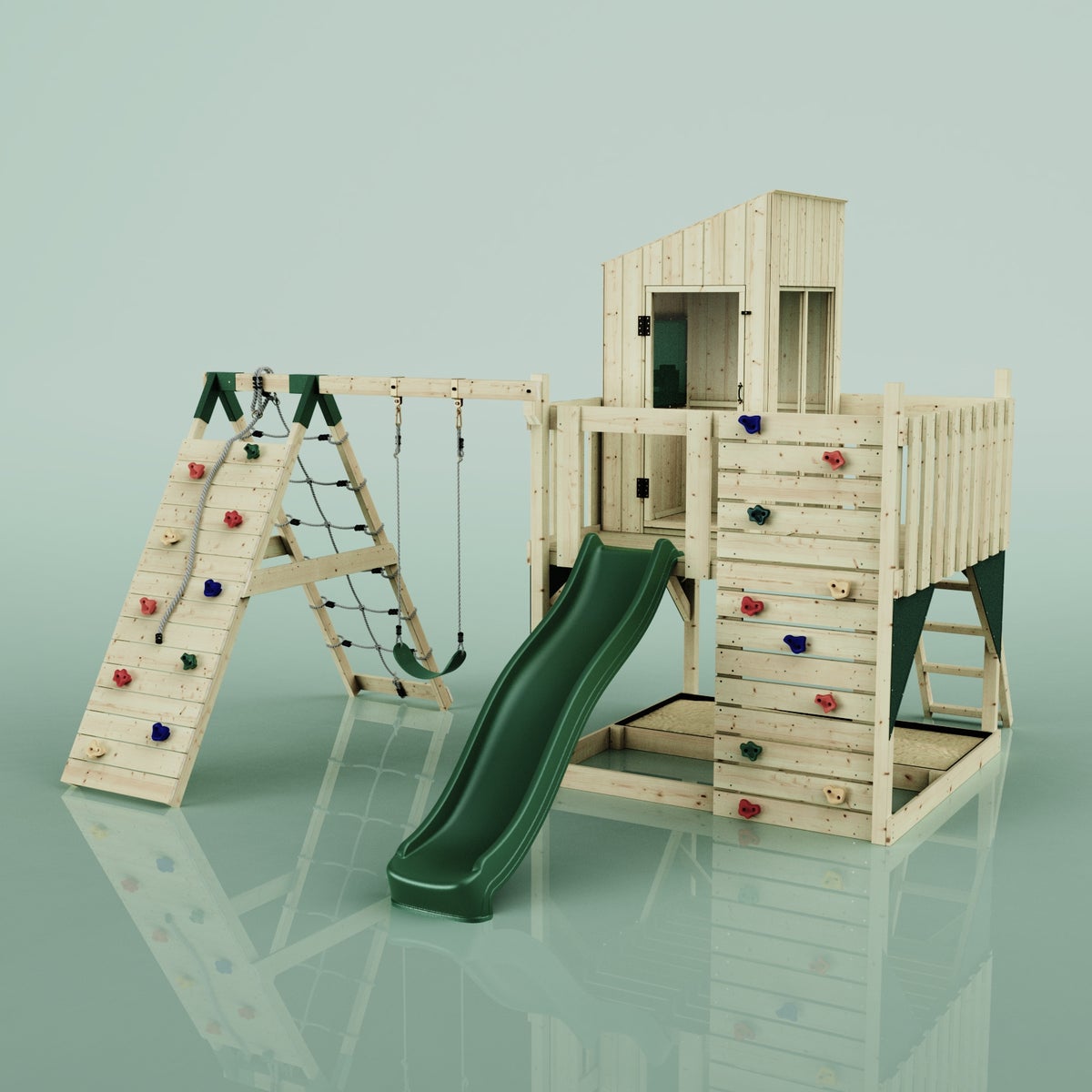 PolarPlay Spielturm Jonas aus Holz in Grün,