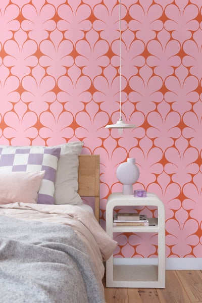 ESTAhome Tapete Retro-Ornamente Rosa und Rot - 50 x 900 cm - 131564