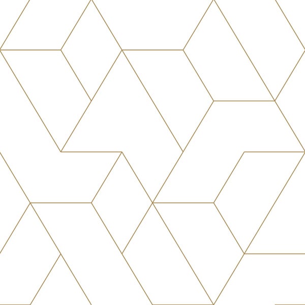 ESTAhome Tapete grafische Linien Weiß und Gold - 50 x 900 cm - 139950