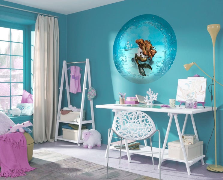 Disney selbstklebende runde Tapete Arielle die Meerjungfrau Blau - Ø 128 cm - 612019