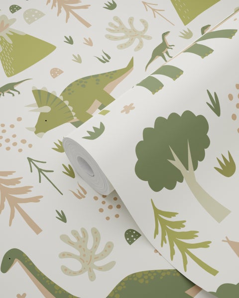 ESTAhome Tapete Dinosaurier Grün - 50 x 900 cm - 131356