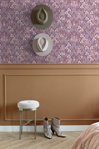 ESTAhome Tapete Blumenmuster im Jugendstil Lila - 50 x 900 cm - 130973