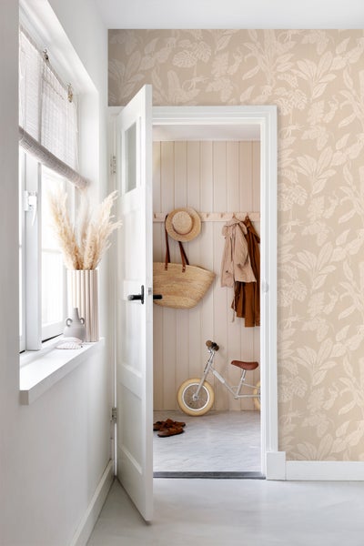 ESTAhome Tapete Affen und Dschungelblätter Beige - 50 x 900 cm - 139858