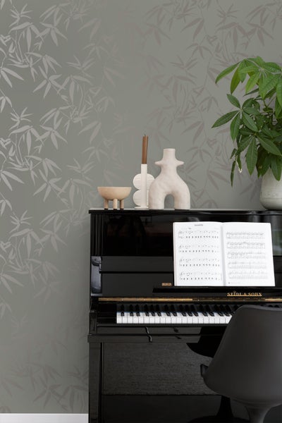 Origin Wallcoverings Tapete Bambusblätter Grau - 53 cm x 10.05 m - 347739