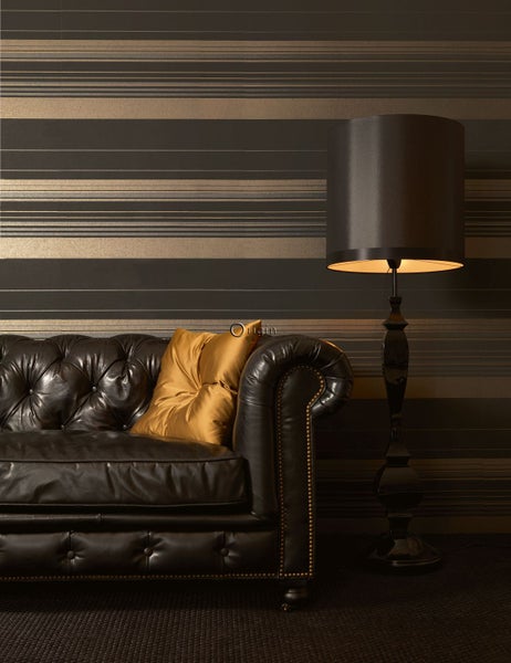 Origin Wallcoverings Tapete Streifen Schwarz und Bronze - 53 cm x 10.05 m - 346227